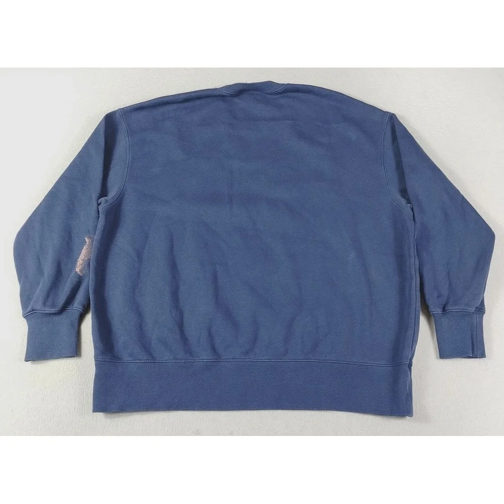 Nike Sweatshirt Mens Medium Blue Fleece Pullover Center Swoosh Athletic Thrashed